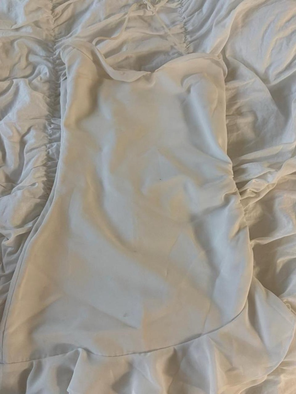 Princess Polly Cream Asymmetrical Ruffle-Hem Dress
